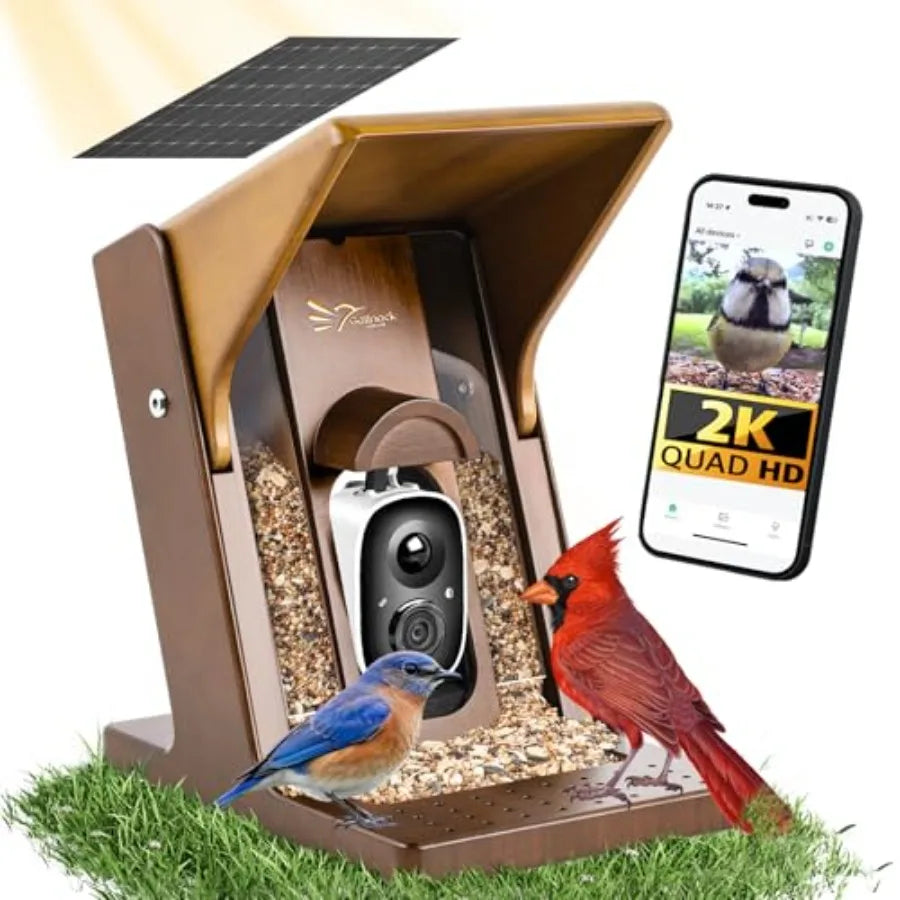 NestWatch Pro - Smart AI Bird Feeder Camera | 2K HD Live Stream | Solar Powered | Identifies 10,000+ Species