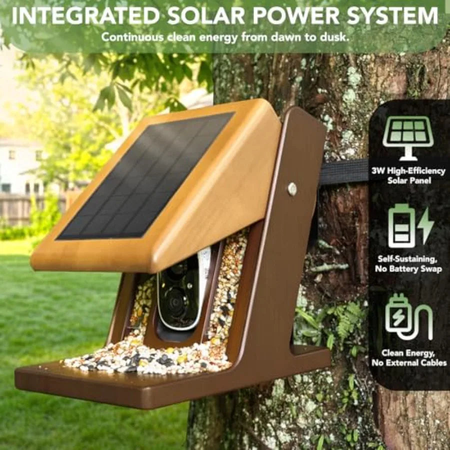 NestWatch Pro - Smart AI Bird Feeder Camera | 2K HD Live Stream | Solar Powered | Identifies 10,000+ Species